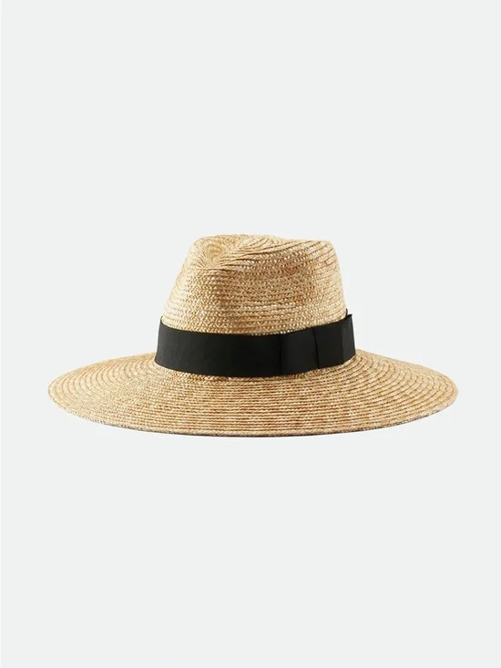 Brixton Joanna in Honey Straw Wide-Brim Hat with Black Band - Picture 3 of 11